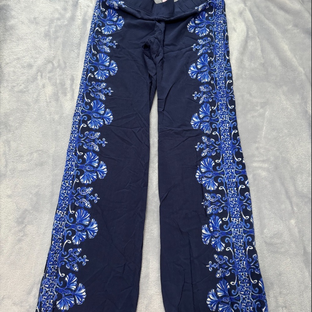 Lilly Pulitzer Bal Harbour Palazzo Pants In Bright Navy Blue Size US SM